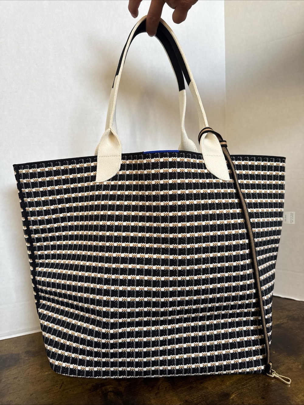 Rothy's The Lightweight Reversible Tote Checkered Black Cream Tan RARE New Tags - Picture 1 of 12
